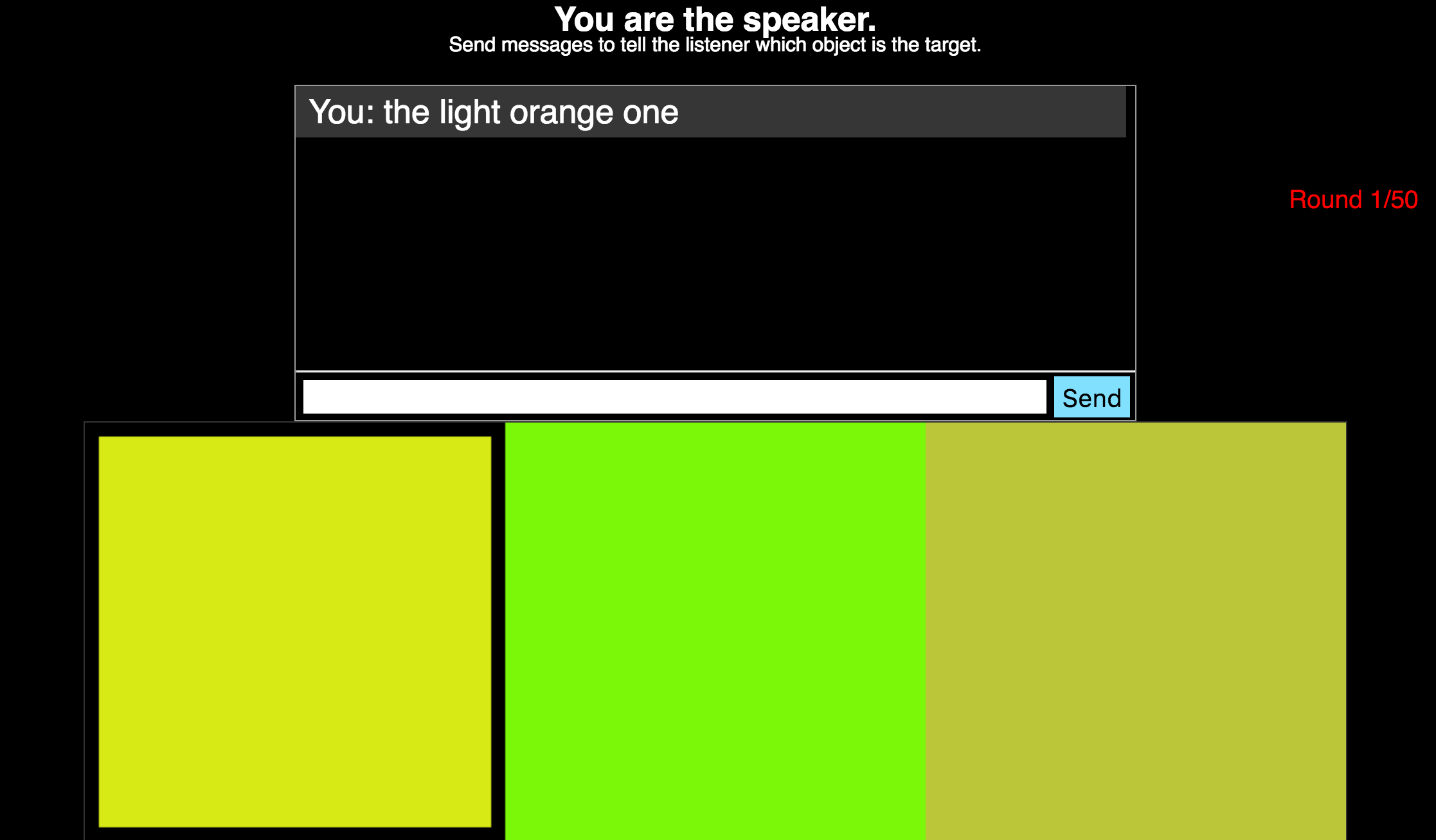 Speaker's view in color reference task.